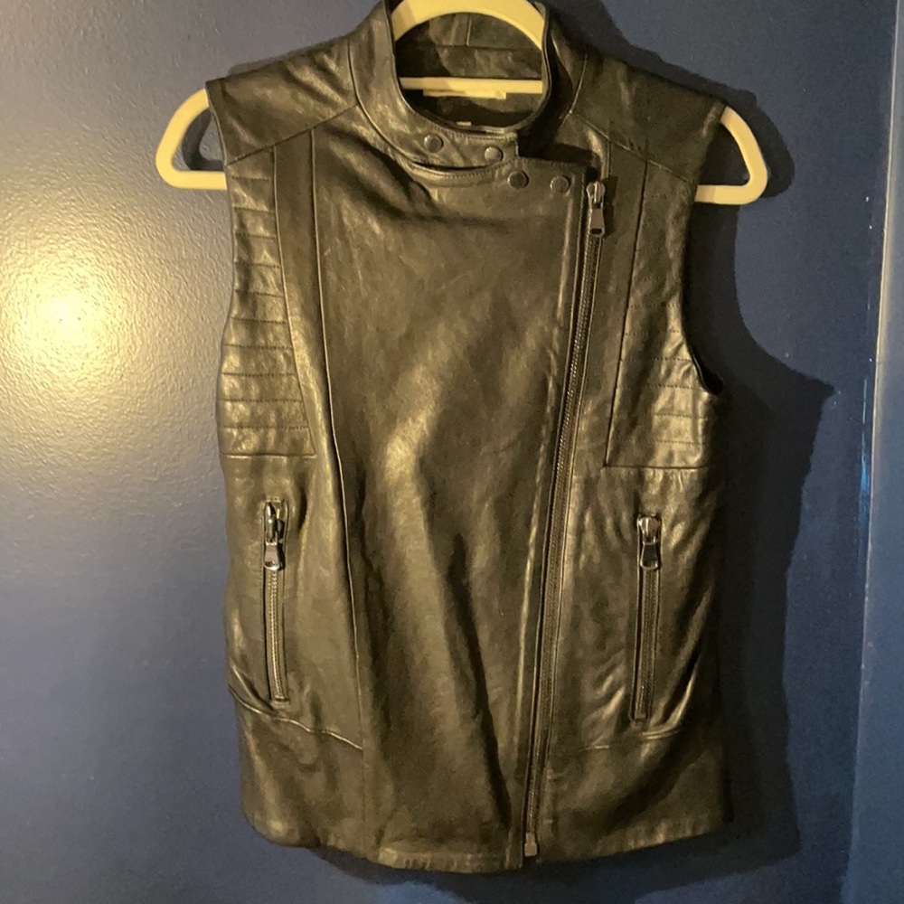 J Brand Leather Motorcycle Vest Black size XS